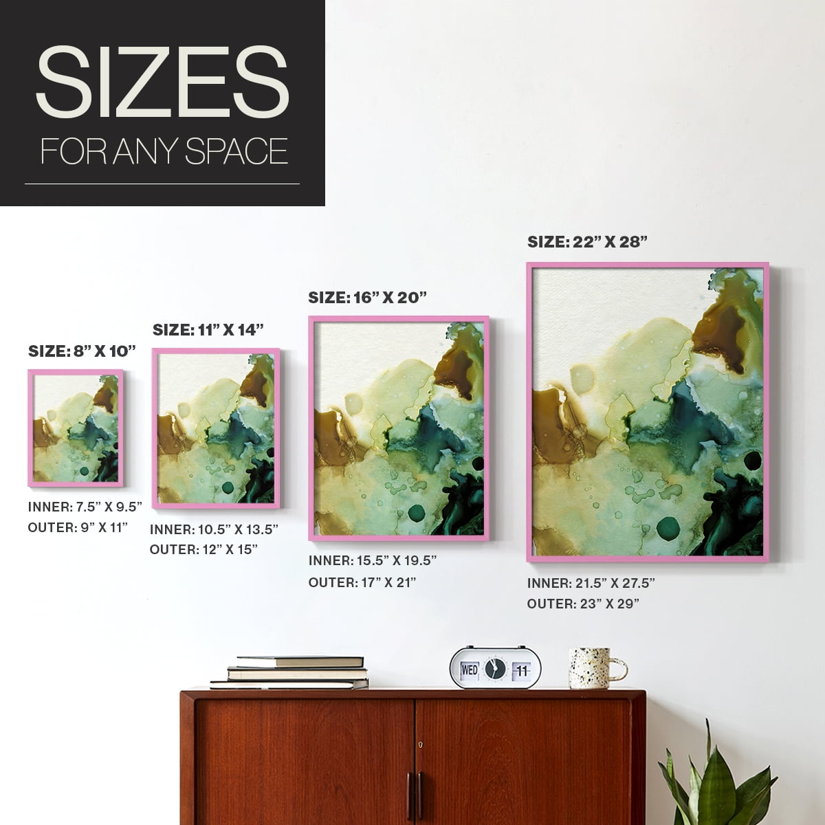 Water and Earth II Framed Print in Pink Solid Wood 8 x 10 Framed Print