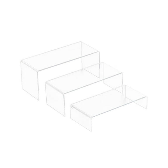 3PCS Display Riser Stand Clear Display Rack Stand Shelf Showcase For Pops Figures Jewelry Retail Merchandise Desserts Bag Size