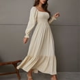thumbnail image 2 of Vestidos Para Mujer Casual Maxi Vestidos Moda Manga Larga Pulóver Cuello Cuadrado Manga Larga Volante Cintura Alta Vestido Odeerbi  ODB138988, 2 of 7