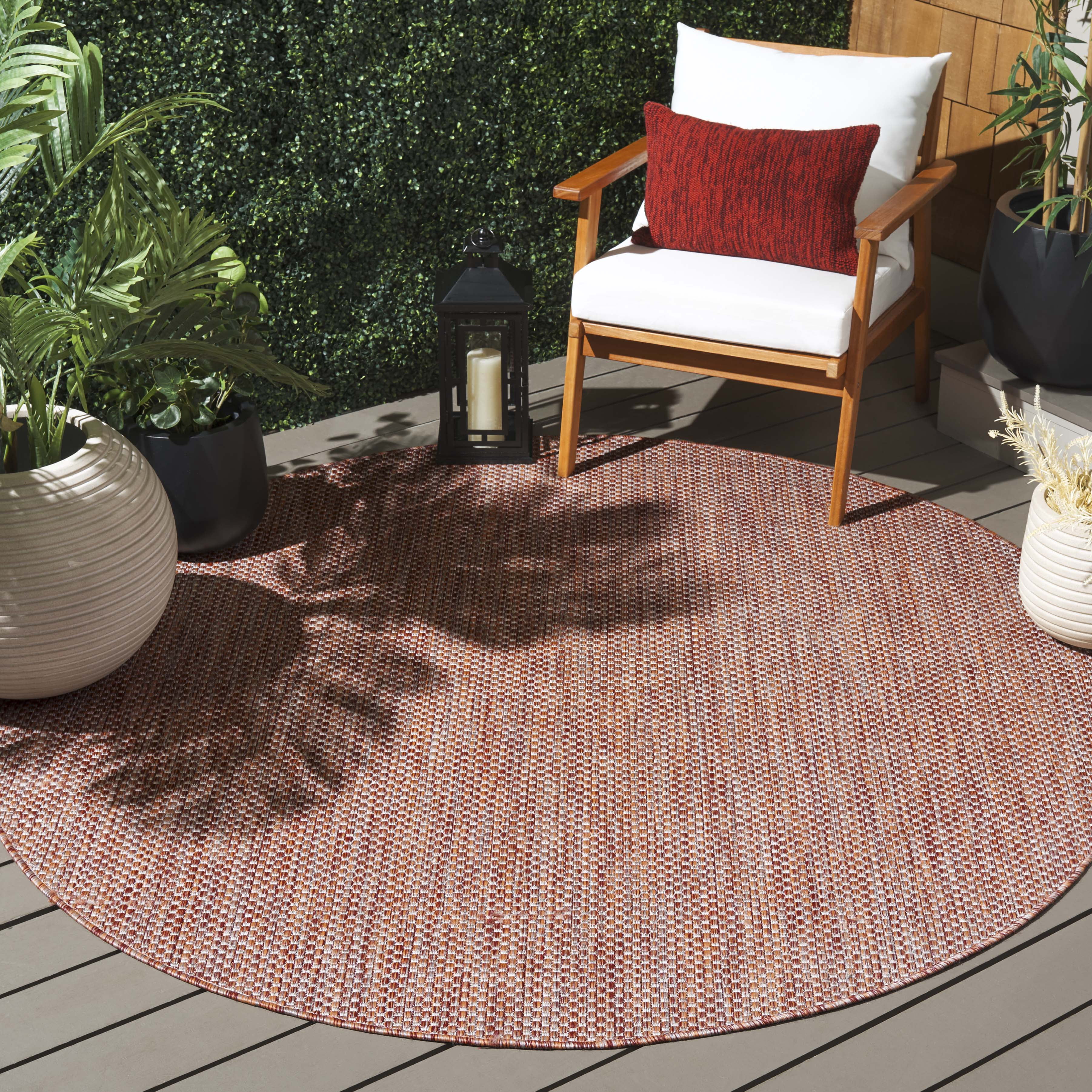 Safavieh Courtyard Finnian Solid Indoor/Outdoor Area Rug, Red/Beige, 7'10" x 7'10" Round