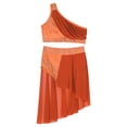 thumbnail image 3 of Mufeng Girls Modern Lyrical Dance Performance Costume Sequin Crop Top with Skirt Set for 6-16 Years Orange 6, 3 of 5