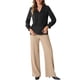 thumbnail image 2 of Blusa de trabajo casual de manga larga con botones y pliegues en V para mujer INSPIRE CHIC XL negra, 2 of 6