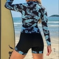 thumbnail image 5 of HOMBOM Modest Rash Guard Swimsuit for Women Long Sleeve Two Piece Swim Top with Boyshorts Sky Blue Surfing Floral Pool Ladies Swimwear, 5 of 7