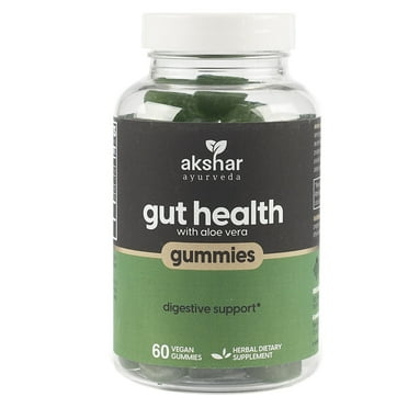 AKSHAR AYURVEDA Gut Health Supplements with Aloe, Vegan Gummies Gut Health for Men & Women, 60 Pcs