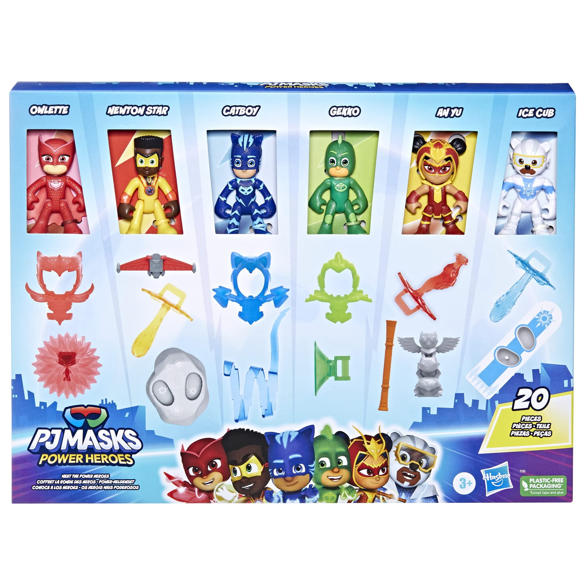 PJ Masks Power Heroes Meet The Power Heroes Figure Set with 6 Figures and 14 Accessories, Preschool Toys for Kids 3 Years and Up