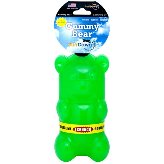 Ruff Dawg Gummy Bear Crunch Rubber Indestructible Retrieving Dog Toy, Color Varies