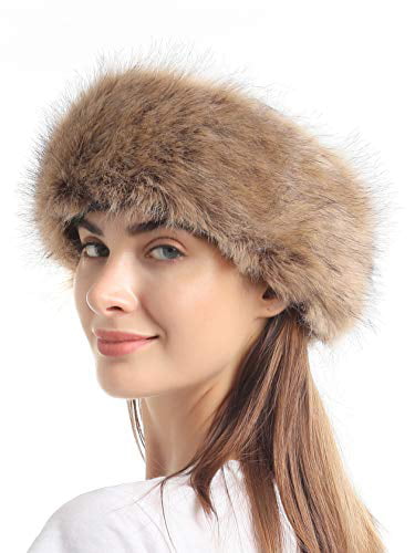 Faux Fur Headband with Elastic for Womens Winter Earwarmer Earmuff