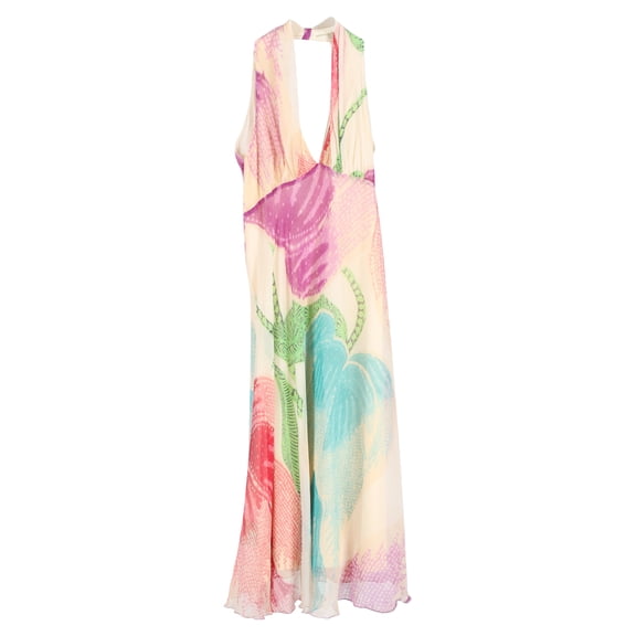 Pre-Owned Diane von Furstenberg Halter Printed Knee Length Dress in Multicolor Silk