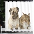 thumbnail image 3 of Ambesonne Animal Shower Curtain, Pets Sitting Studio Shot, 69"Wx70"L, Brown Beige, 3 of 4
