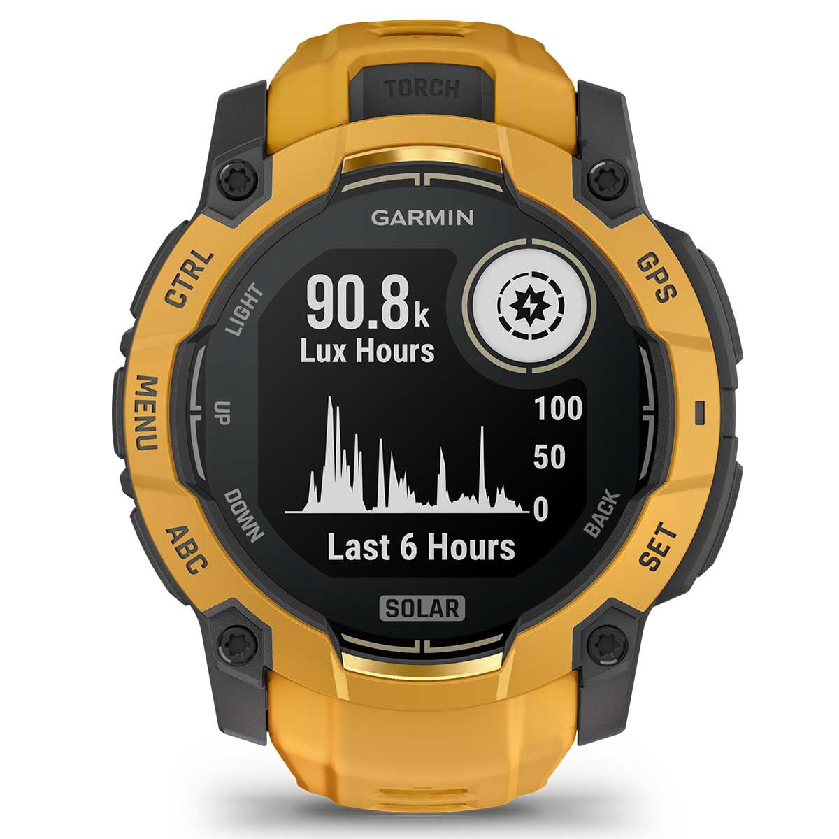 Garmin Instinct 3 Alpine Rush Solar (Sunburst/Gray, 45 mm) Outdoor GPS Smartwatch Bundle with PlayBetter Portable Charger & HD Screen Protectors