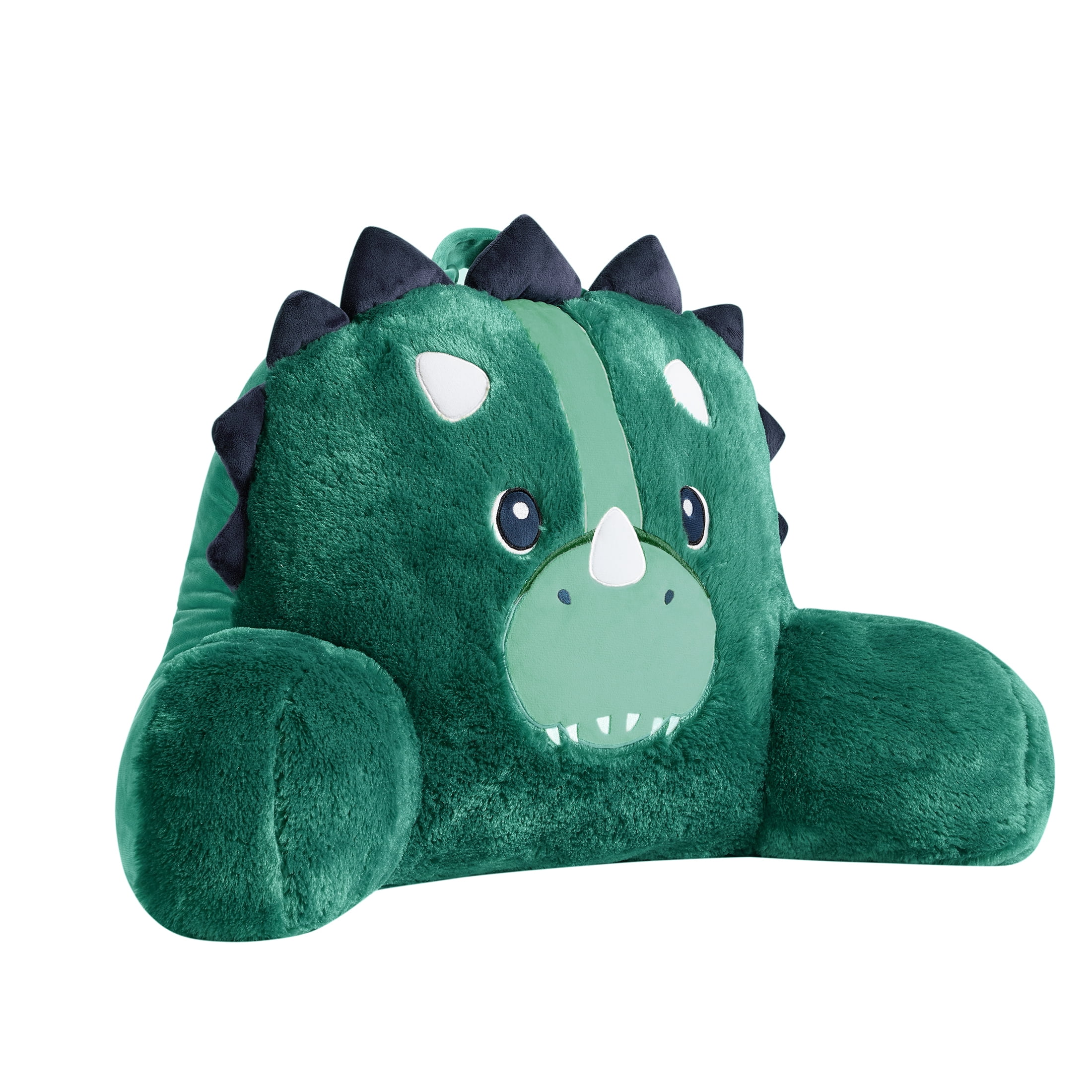 Your Zone 21.25" x 21" Green Dino Faux Fur Backrest Lounger Pillow