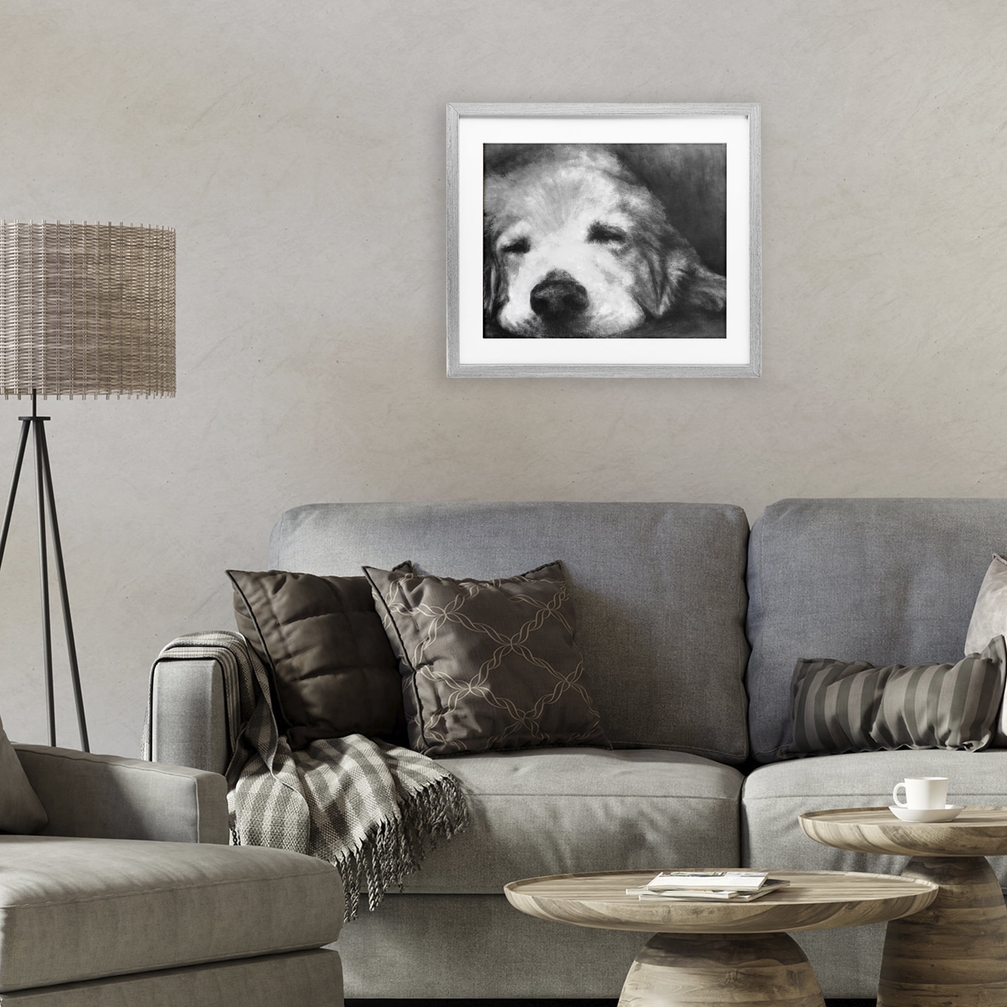 Stupell Industries Monochrome Dog Day Afternoon Gray Framed Print Under Glass, design by Walt Johnson
