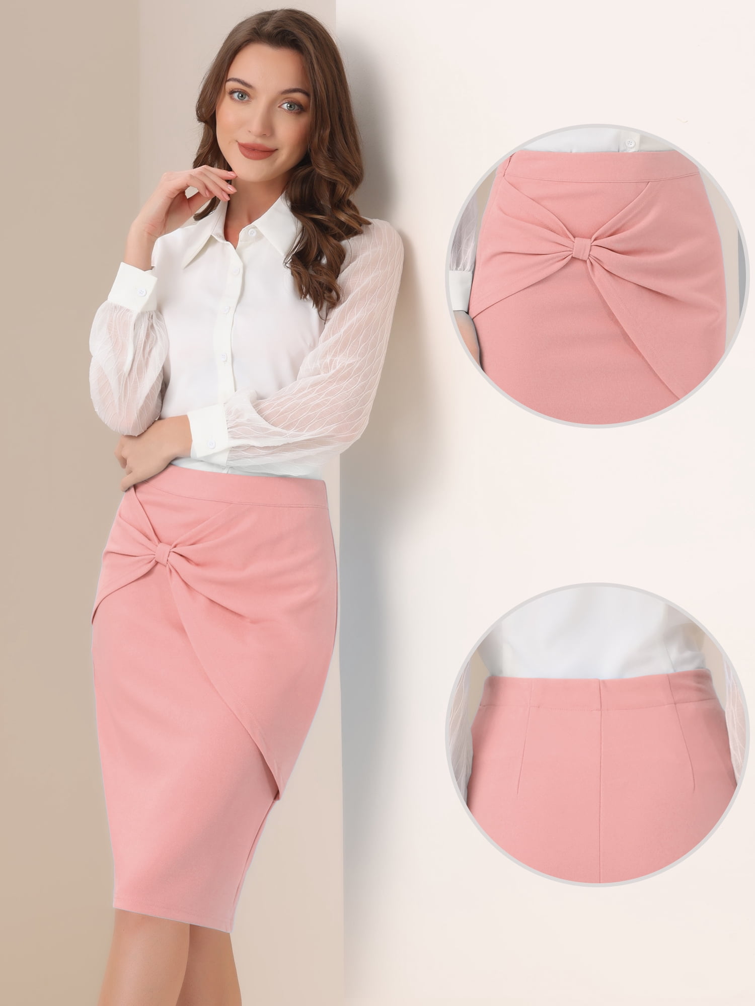 DARING DIVA Women's High Waist Pencil Work Bodycon Skirt X-Large Pink