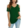 thumbnail image 2 of SHITINN Women's Clothes Womens Summer Casual T Shirt Cute Cold Shoulder Short Sleeve V Neck Tops Womens Tops Short Sleeve Ladies Tops and Blouses, 2 of 6