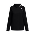 thumbnail image 7 of Smupbvky Womens Cable Knit Sweater Funnel Neck Button Pullover Trendy Winter Casual Cuffes Long Sleeve Thick Tops (M, Black), 7 of 7
