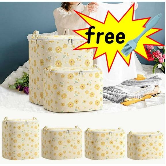 Wzzjkit Clothing Storage Bags with Reinforced Handles, Heavy Duty Closet Storage Bins, Extra Large Storage Bags for Clothes, Thickened Double Zipper for Space Saving Travel