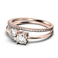 thumbnail image 4 of Unique 3 Stone Minimalist 1.05 Carat Round Cut Diamond Moissanite Engagement Ring, Trilogy Ring, Wedding Ring in 925 Sterling Silver With 18k Rose Gold Plating, Bridal Set, Matching Band, 4 of 4