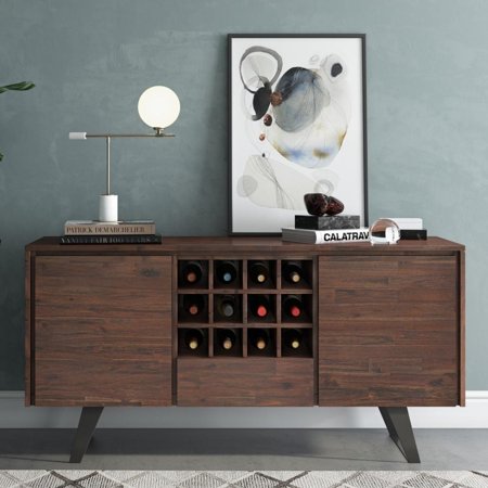 Simpli Home - Lowry Sideboard Buffet with Wine Rack - Distressed Charcoal Brown