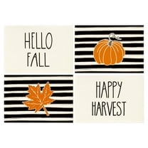 Smile Harvest Pumpkin Fall Table Placemats Waterolor Striped 12 x 18 Inch Set of 4