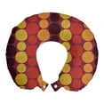thumbnail image 1 of Abstract Travel Pillow Neck Rest, Spiraling Dotted on a Pale Maroon Tone Background, Memory Foam Traveling Accessory Airplane and Car, 12", Dark Maroon Yellow, by Ambesonne, 1 of 2