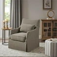 thumbnail image 2 of Martha Stewart London Farmhouse Fabric Upholstered Skirted Swivel Chair in Tan, 2 of 8