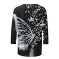 thumbnail image 4 of Odbmxy Shirts for Women 3/4 Sleeve Summer Womans Tops Butterfly Print Fancy Loose Party Leisure Tops,White 4XL, 4 of 5