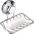 thumbnail image 2 of Chrome Jabonera de ducha con ventosa de vacío súper potente, soporte de esponja resistente al óxido de acero inoxidable para fregadero de baño y cocina, paquete de 2, 2 of 5
