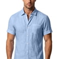 thumbnail image 5 of Men's Linen Short Sleeve Casual Shirt - Loose Fit Hawaiian Button Down, 5 of 6