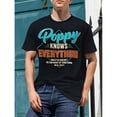 thumbnail image 1 of Camiseta de algodón de cuello redondo, corte regular, manga corta, estampado geométrico, 95 % algodón, 5 % elastano, elasticidad media, con estampado "Poppy lo sabe todo", para uso diario y casual, pa, 1 of 7