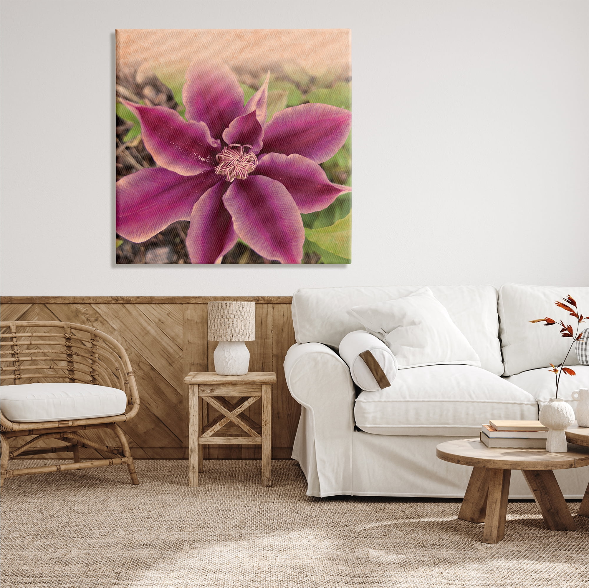Stupell Indtries Pink Clematis Flower Petals Blooming Sun Bleached Tones,36 x 36,Design by Tammy Apple