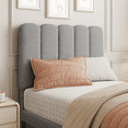 thumbnail image 4 of Twin Bed Frame With Headboard,Boucle Upholstered Platform Bed with Wave Headboar,Wooden Slats,Noise-Free,No Box Spring Needed,Easy Assembly Pink, 4 of 5