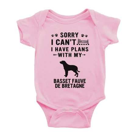 

Sorry I Can t I Have Plans With My Basset Fauve de Bretagne Love Pet Dog Cute Baby Jumpsuits (Pink 18-24 Months)