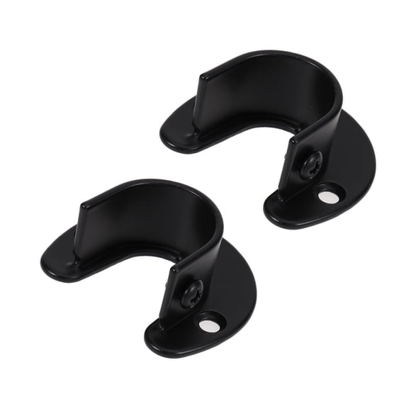 Stainless Steel Closet Rod Brackets Coloset Pole Socket Black 2PCS