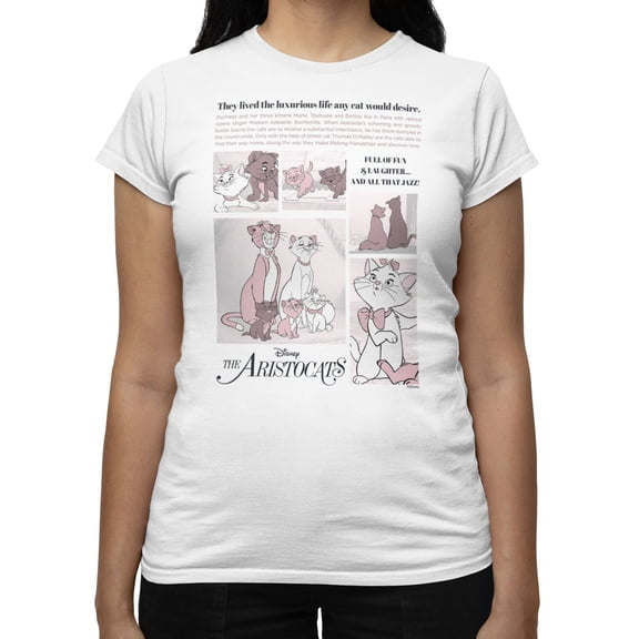 Disney Aristocats Women's Story Panels T-Shirt (Bright White, S-XXL)