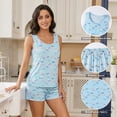 thumbnail image 5 of MLDRA Pajamas for Women Set Pj Sets Cute Tank Shorts Soft 2 Piece Lounge Set Ladies Sleepwear Summer Pj Blue L, 5 of 8