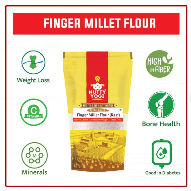 Nutty Yogi Finger Millet Flour, Ragi Atta, Super Grain, 800gm