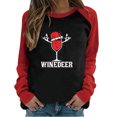 thumbnail image 1 of Womens Christmas Shirt Womens Spring Patchwork Christmas Printed Long Sleeves Round Neck Casual Tee Tops, 1 of 7