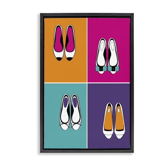 Stupell Industries Bold Pop Trendy Flats Black Framed Floater Canvas Wall Art, design by Martina Pavlova