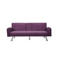 thumbnail image 5 of Gewnee 74.4” Futon Sofa Bed with 3-Angle Adjustable Backrest & Cup Holders,Twin Sleeper Sofa with for Home,Office,Guest Room(Purple）, 5 of 9