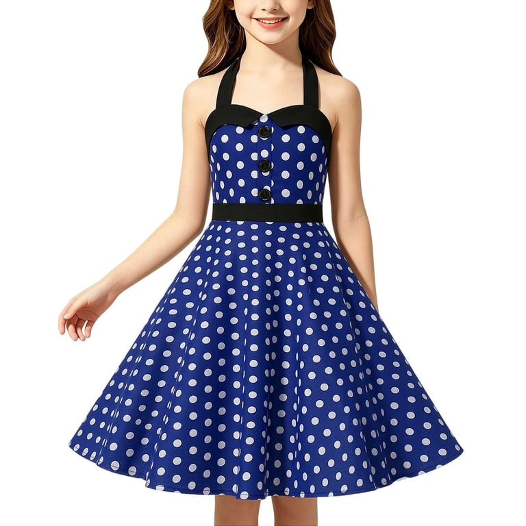 cute dresses xs WQNVRNR Girls Casual Summer Dresses- Sleeveless Vintage Halter Polka Dot A-line Mini Blue Size Pure chiffon dresses in usa Cute Spring & Summer Size:40EU Available in Yellow and Hoco dresses