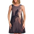 thumbnail image 1 of Easygdp Dinosaur Moonlit Forest para Vestido Transpirable de Mujer, Vestido Suelto de Manga Corta con Pliegues y Bolsillos para el Verano, 1 of 7