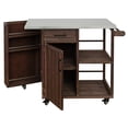 thumbnail image 5 of Harper & Bright Designs Outdoor Kitchen Island with Wheels, Patio Kitchen Cart with Stainless Steel Top, Portable Prep Station with Storage Drawer and Towel and Spice Racks for Garden, Dark Brown, 5 of 19