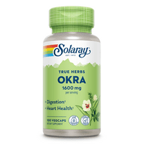 Solaray Okra Fruit 1600 mg, Healthy Digestion, Regularity & Cardiovascular Support, Soluble Fiber, 25 Serv, 100 VegCaps