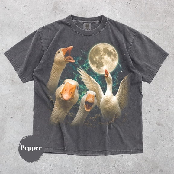 Goose Moon Shirt, Vintage Silly Goose Graphic Tee, Retro Farm Animal Tshirt, Funny Goose Lover Gift, Woodland Nature Aesthetic