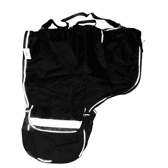 Majestic Ally Nylon Reflective Western Saddle Carry Bag with Large Pockets- Black