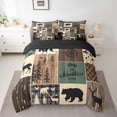 thumbnail image 3 of Homewish Moose Bear Deer Twin Bedding Sets 7-Piece, Vintage Brown Green Buffalo Bedding Comforter Set, Western Countryside Reversible Sheet Sets, Breathable Home Decor, 3 of 8