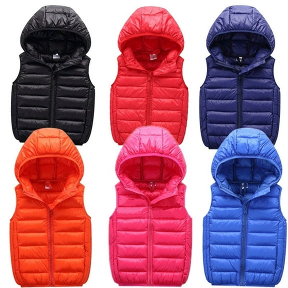 Shadoumai Puffer Vest for Girls Fashion Zip up Sleeveless Hooded Jacket with Pocket Youth Fall Jackets Warm Kid Winter Clothes
