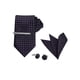 thumbnail image 1 of INSPIRE CHIC Corbata de lunares para hombres, juego de clip de corbata, gemelos y pañuelo de bolsillo para bodas de negocios en negro y púrpura, 1 of 6