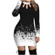 thumbnail image 1 of Mujer Navidad nieve Sexy suave cuello redondo manga larga Halter Tie-Dye Color bloque estampado Maxi Casual señoras vestido Fridja  NMB143, 1 of 8