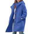 thumbnail image 4 of iOPQO Wool Coat Peacoat Casual Outerwear Warm Coats for Women Single Breasted Trench Coats for Women Winter Clothing for Women Winter Outfits for Women Blue M, 4 of 6
